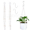 2Pcs Handmade Macrame Polyester with Wood Bead Plant Hanger AJEW-HS0001-46-1