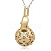 Golden Tone Brass Hollow Round Cage Pendants KK-J235-04G-2