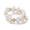 Round Acrylic Imitation Pearl & Seed Beads Stretch Rings for Women RJEW-JR00721-1