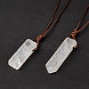 Natural Quartz Crystal Nugget Pendant Necklace with Waxed Cord for Women NJEW-F306-01H-2