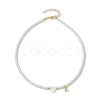 Brass Micro Pave Grade AAA Cubic Zirconia Letter Pendant Necklaces NJEW-JN04771-11-4