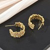 C-Shaped Brass & Clear Cubic Zirconia Stud Earrings KK-CBA36A2-02G-3