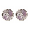 Flat Round with Mixed Gemstone Chip Beads Stud Earrings for Girl Women EJEW-JE04669-8