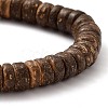 Rondelle Natural Coconut Stretch Bracelets X-BJEW-JB05361-01-2