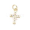 Brass Micro Pave Cubic Zirconia Tiny Cross Charms ZIRC-I032-64G-2