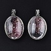 Transparent Glass Oval Pendants GLAA-S199-005-2