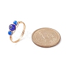 Round Lampwork Evil Eye Braided Finger Ring RJEW-JR00510-5