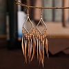 Bohemian Style Alloy Glass Seed Beaded Feather with Rhombus Chandelier Earrings FS-WG1E384-04-1