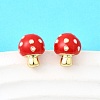 Brass Enamel Stud Earrings EJEW-F372-01B-G-1