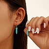 Natural Turquoise Beaded Hoop Earrings EJEW-L294-004G-3