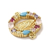 Brass Pave Colorful Cubic Zirconia Connector Charms KK-M278-02B-G-2
