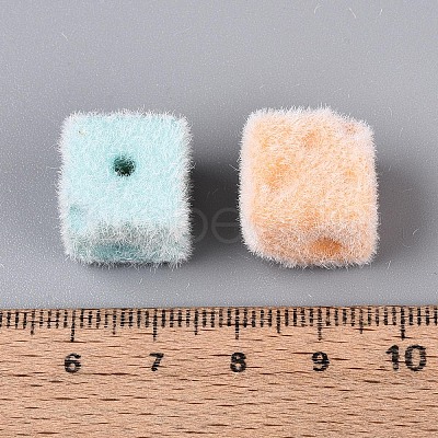 Flocking Opaque Acrylic Cube Beads OACR-T030-08M-1