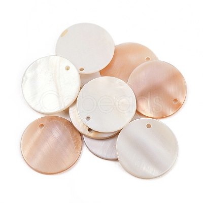 Dyed Natural Flat Round Shell Pendant SHEL-P003-06A-1
