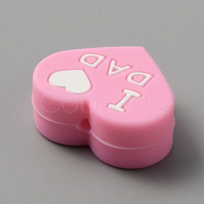 Heart with Word I Love Mom Silicone Beads LS-SIL-WH0001-61H-1