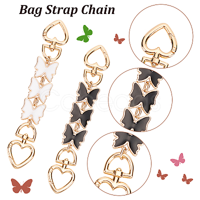 2Pcs 2 Colors Butterfly Alloy Enamel Bag Strap Extender FIND-WR0007-24-1