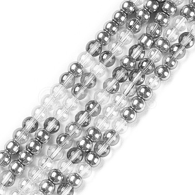 Transperant Electroplate Glass Beads Strands GLAA-P056-4mm-C01-1