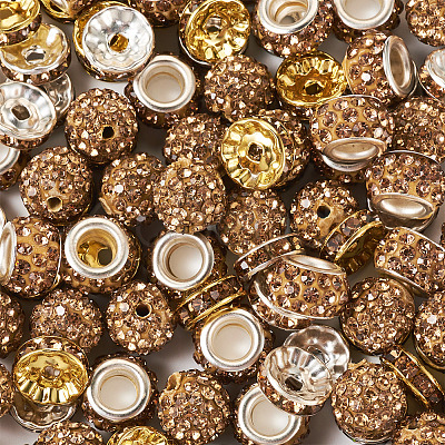 Handmade Polymer Clay Rhinestone Pave Disco Beads RB-TA0001-20B-1