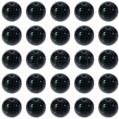 2 Strands Round Natural Black Onyx(Dyed & Heated) Beads Strands G-SP0001-24-1