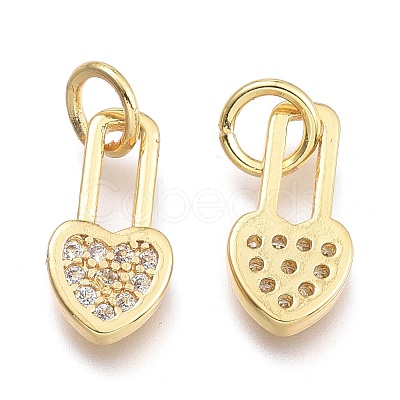 Brass Micro Pave Cubic Zirconia Pendants KK-P187-07G-1