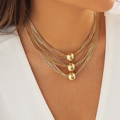 Brass Box Chains Multi-strand Necklaces NJEW-C040-01C-1