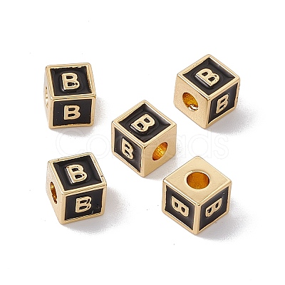 Rack Plating Brass Enamel Beads KK-B060-04G-01B-1