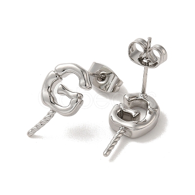 Brass Stud Earrings Findings EJEW-H128-04P-1