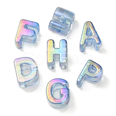 UV Plating Rainbow Iridescent Acrylic Beads OACR-C012-02J-1-1