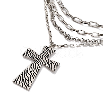 Alloy Multi Layered Necklaces for Women NJEW-U013-04P-1