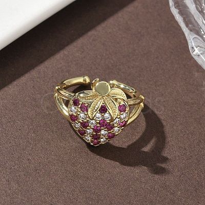 Brass Micro Pave Cubic Zirconia Cuff Rings RJEW-H256-14G-01-1