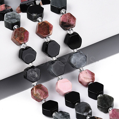 Natural Rhodonite & Eagle Eye & Obsidian Beads Strands G-N358-03A-03-1