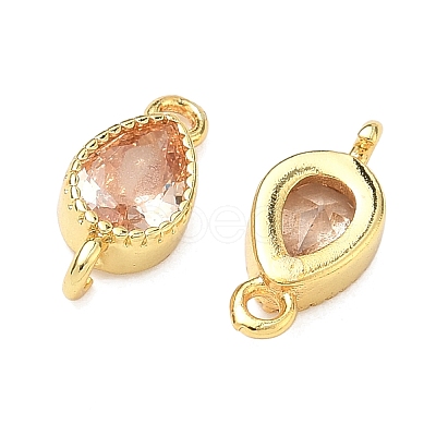 Brass Pave Cubic Zirconia Teardrop Connector Charms KK-P348-09G-04-1