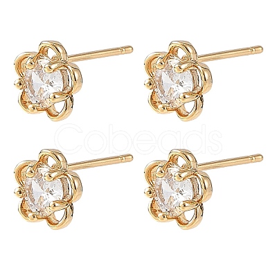 SHEGRACE Brass Micro Pave Cubic Zirconia Stud Earrings XGRQ4N806-721G-1