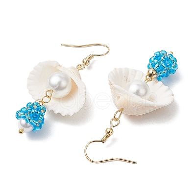 5Pair Shell Glass Dangle Earrings EJEW-MZ00424-1