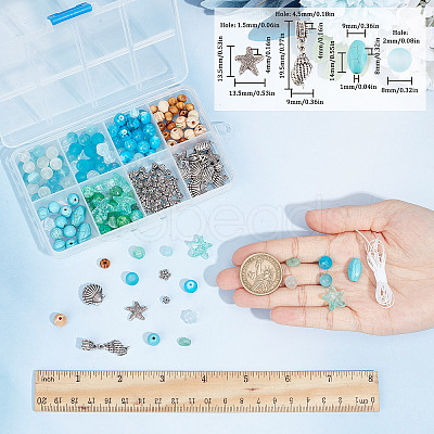 DIY Ocean Theme Stretch Bracelets Making Kit DIY-SC0021-56-1