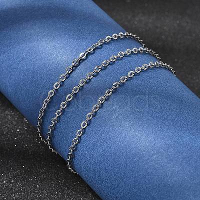 12Pcs 1.8MM 304 Stainless Steel Textured Cable Chain Necklaces for Men Women NJEW-H093-18P-05-1