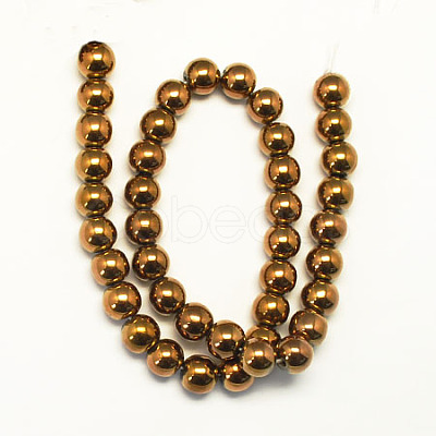 Non-magnetic Synthetic Hematite Beads Strands G-S096-10mm-4-1