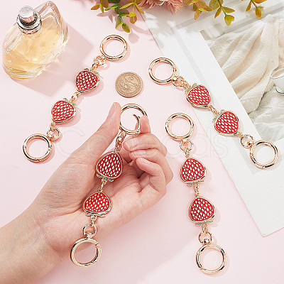 Alloy Enamel Strawberry Link Bag Straps Extender Chains FIND-WH0110-384-1