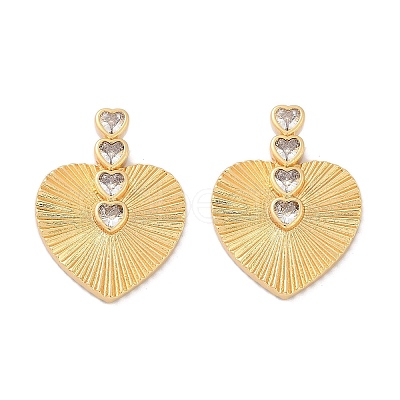 Brass Micro Pave Clear Cubic Zirconia Stud Earrings KK-U058-61G-1