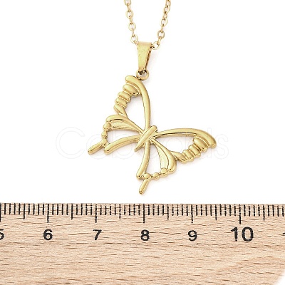 Hollow Butterfly 304 Stainless Steel Pendant Necklaces NJEW-M096-16G-1