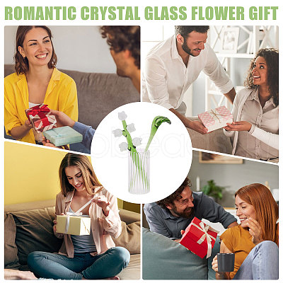 2Pcs Glass Flower Display Decorations AJEW-CO0001-04A-1