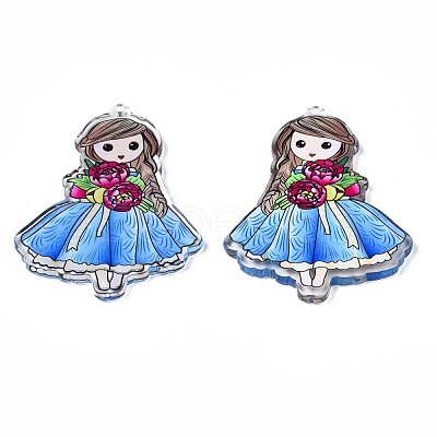 Transparent Printed Acrylic Big Pendants OACR-N133-015-1