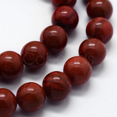 Natural Red Jasper Beads Strands G-I199-25-10mm-1