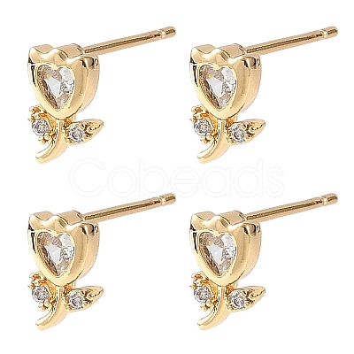 SHEGRACE Brass Micro Pave Cubic Zirconia Stud Earrings XGRQ4N541-707G-1