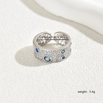 Adjustable Elegant Brass Micro Pave Cubic Zirconia Cuff Rings for Women AA0359-1