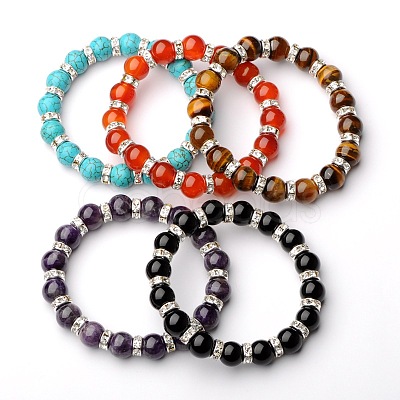 Gemstone Stretch Bracelets BJEW-JB01533-1