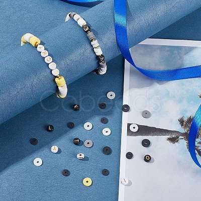 Flat Round Handmade Polymer Clay Beads CLAY-AR0001-21-1
