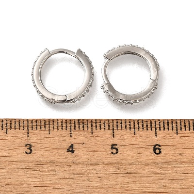 Rack Plating Brass Micro Pave Cubic Zirconia Hoop Earrings EJEW-H143-15P-1
