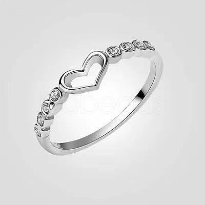 Hollow Out Heart Zinc Alloy with Crystal Rhinestone Finger Rings FS-WGFA1C6-02-1