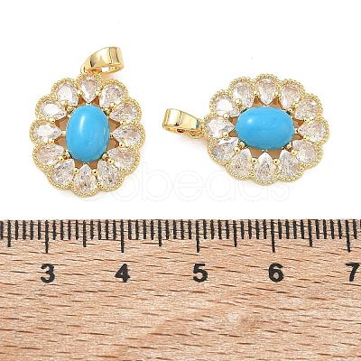 Brass Micro Pave Clear Cubic Zirconia Pendants KK-C172-22G-1