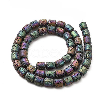 Electroplated Natural Lava Rock Beads Strands G-G984-16E-1